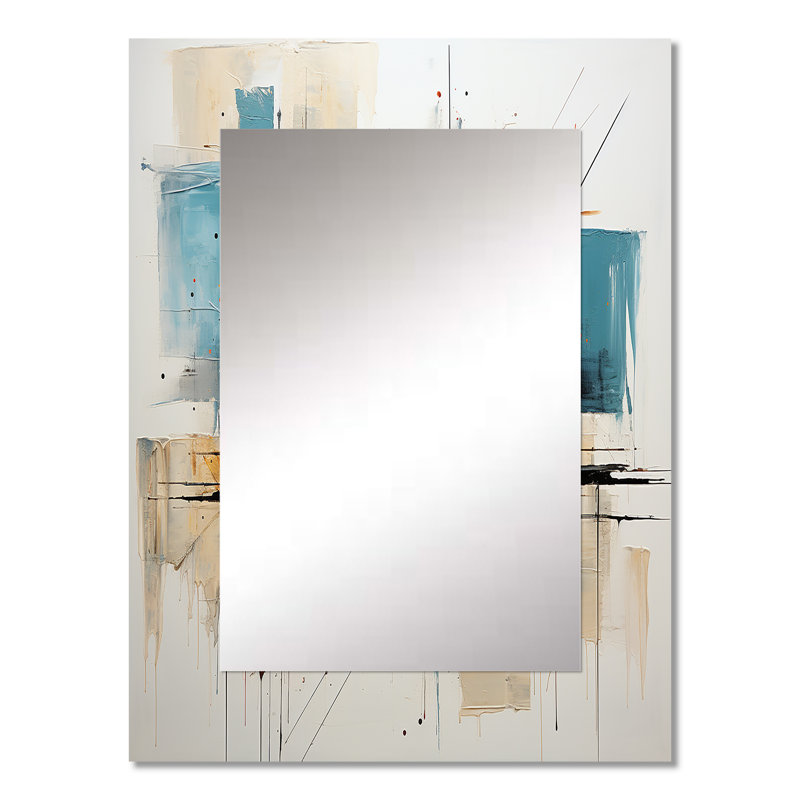Teal Orange Bold Flow Collage - Dams Mirror, Teal Decorative Wall Mirror, Printed Metal Art, 32" x 24"