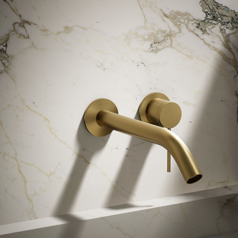 Components Wall-Mount Bathroom Sink Faucet Handle, Vibrant Brushed Moderne Brass