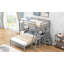 Lit superposé simple au dessus d'un lit double avec bureau intégré et 3 tiroirs-1751542547