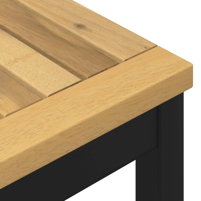 Acacia Metal Base Dining Table, Natural, 105cm H x 108.5cm W x 55cm D, Black