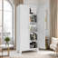 Armoire de rangement de 71 po avec 2 portes galbées et amp; Tablettes réglables, blanc cassé | Ferme | Chambre à coucher