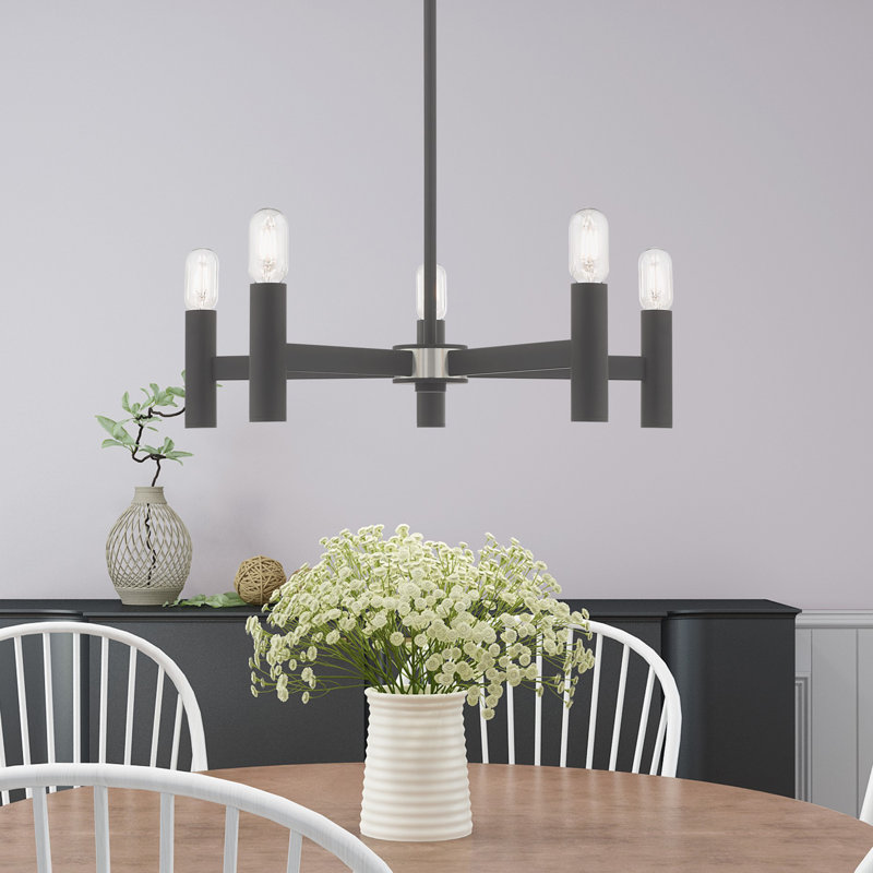 Martella Candle Style Classic / Traditional Chandelier, Scandinavian Gray, 6" H x 25" W x 25" D