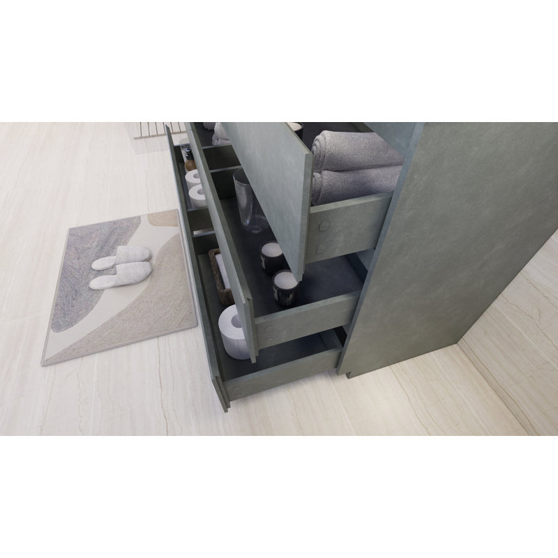 Ensemble de meuble-lavabo simple 60 po Haracha, Gris ciment