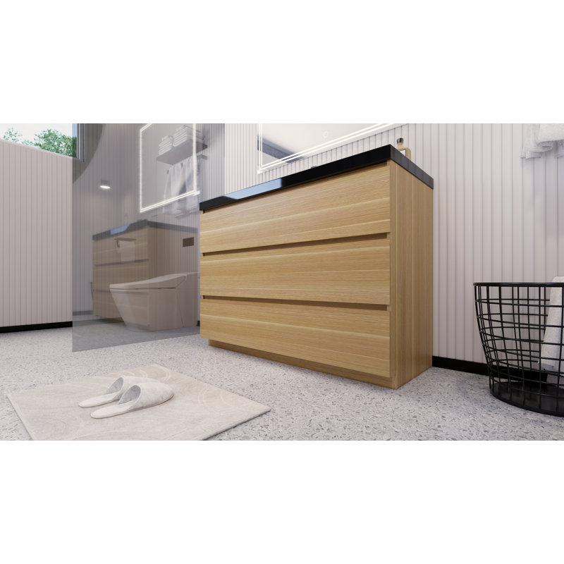 Reyes 47'' Single Bathroom Vanity Base Only, White Oak