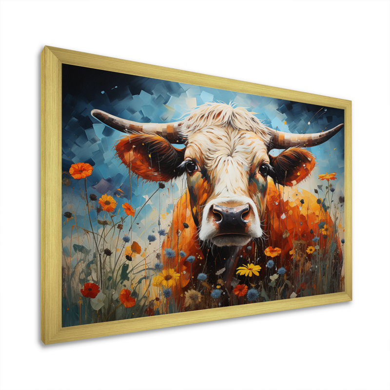 «Cow Natures Symphony I», reproduction d'art sur toile, H 34 po x l 44 po x P 1,5 po, Encadrement doré