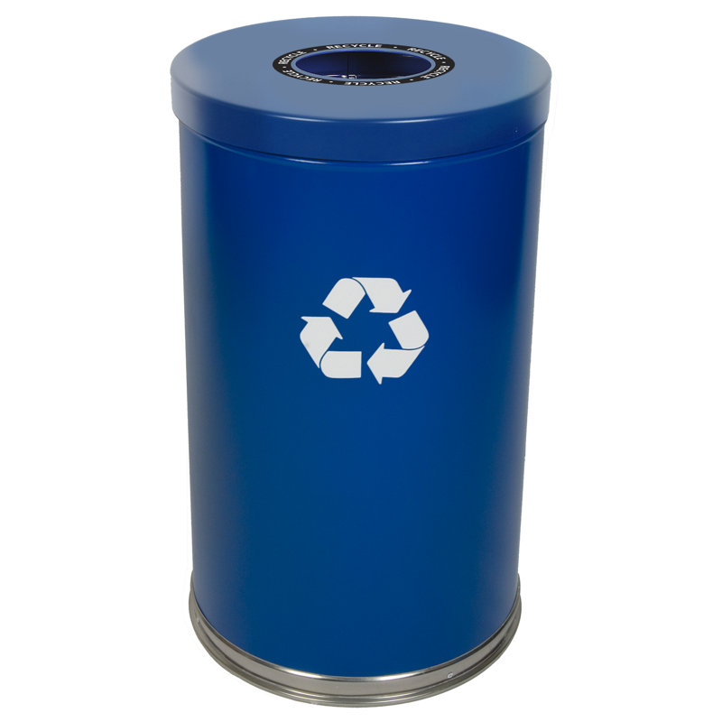 Bac de recyclage en métal, Bleu, 35