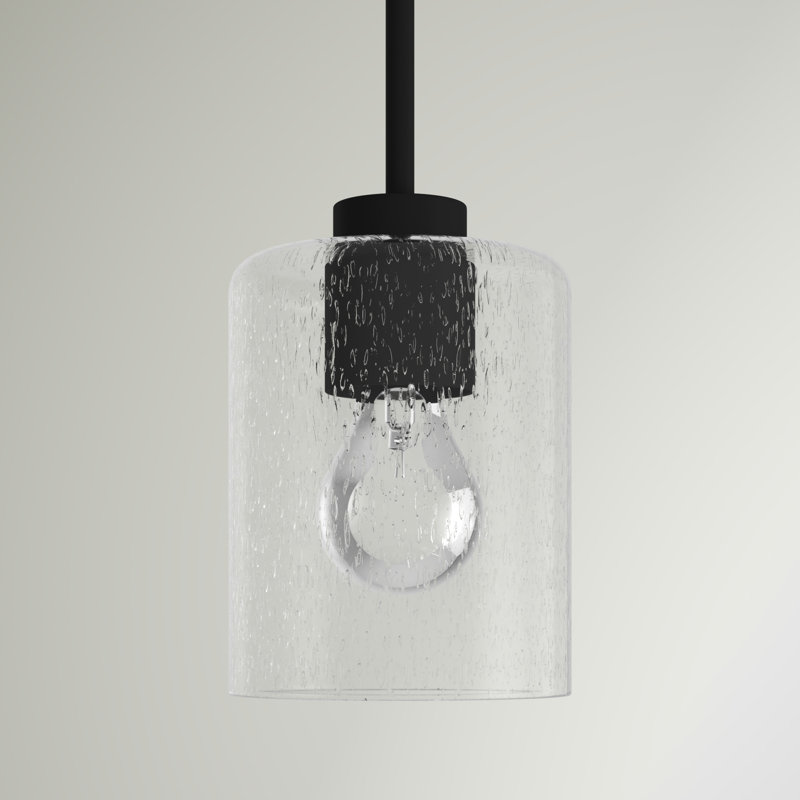 Luminaire suspendu cylindrique à 1 lumière Babson, Noir mat