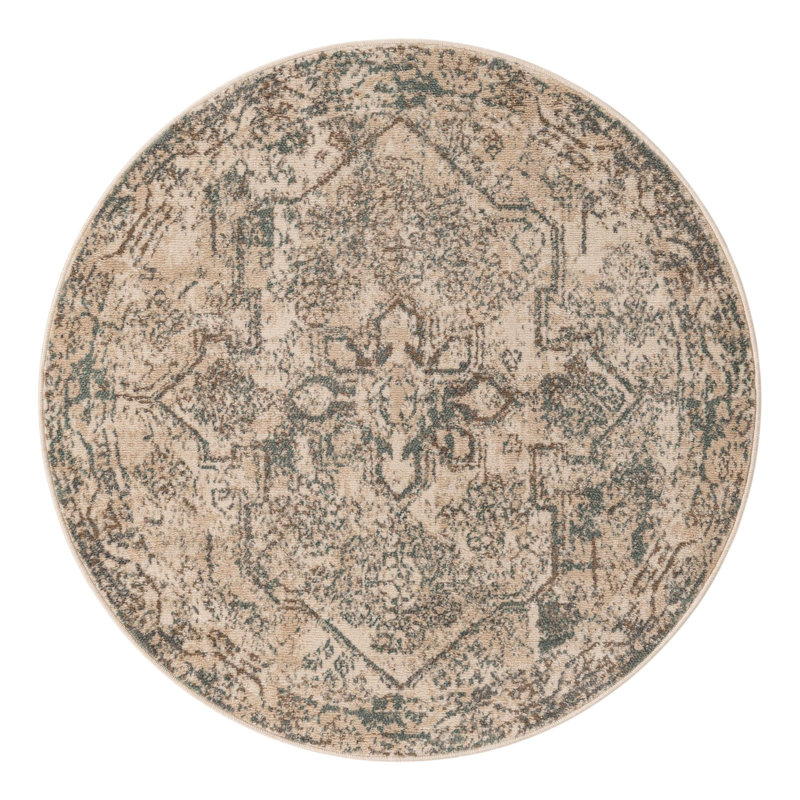 Tapis crème / brun Mosely Orentiel, Rond 5 pi 3 po