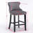 Velvet Wing-Back Bar Stools Set Of 2 With Button Tufted Decoration And Wooden Legs-40421874
