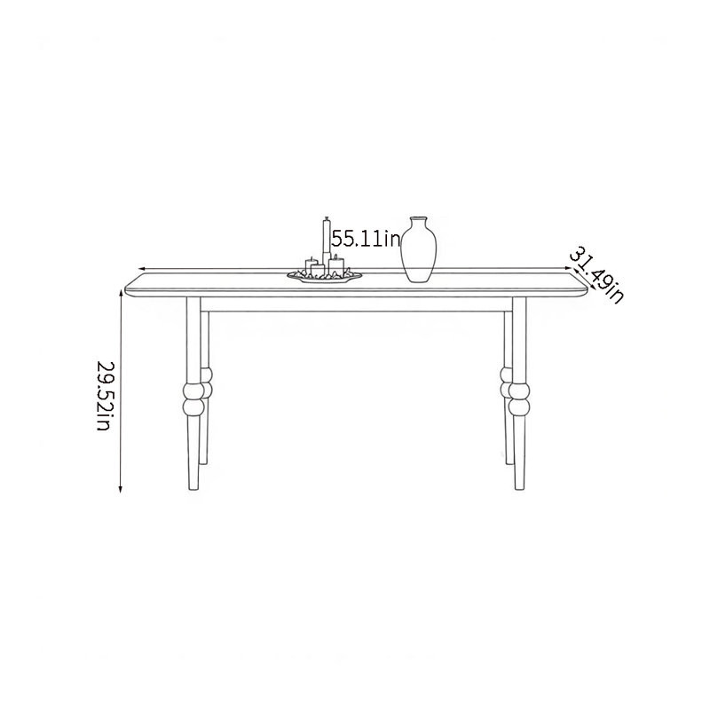 Table de salle à manger rétro haut de gamme, 29.52"H x 55.11"L x 31.49"W