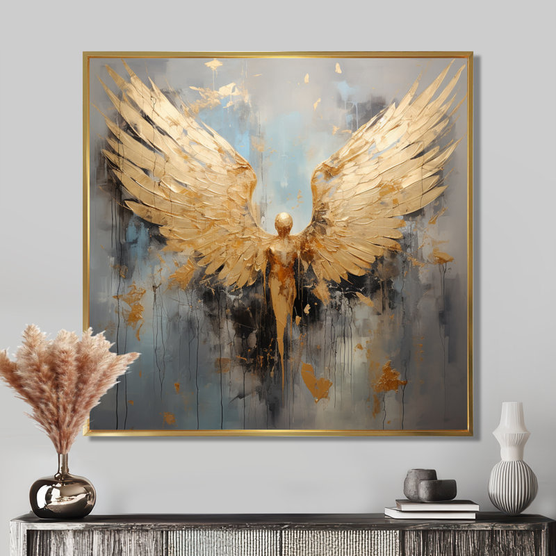 «Angel Angel Radiance», Cadre flottant doré, H 36 po x l 36 po