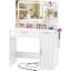  Bureau de maquillage avec miroir, lumières et station de charge-833415230