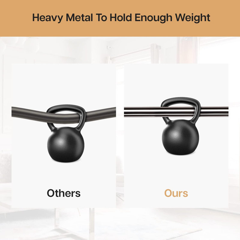 Adjustable 4.5cm Double Curtain Pole, Black Nickel, 5cm H x 300cm W x 2.5cm D
