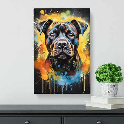 Staffordshire Bull Terrier Action - Wrapped Canvas Print