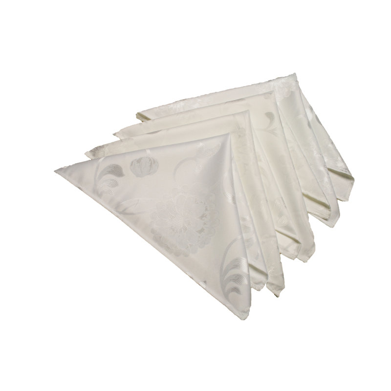 Wooten Polyester Floral Square Napkin, White
