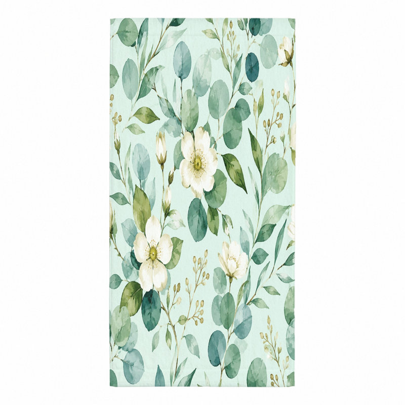 1Pcs Watercolor Floral Beach Towel, Botanical Print Microfiber Quick Dry for Swimming Travel Camping Outdoors
