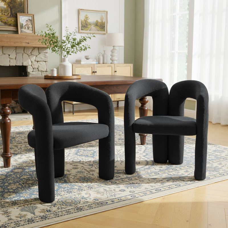Upholstered Modern Dining Chair Kitchen Velvet Armchairs, Black
