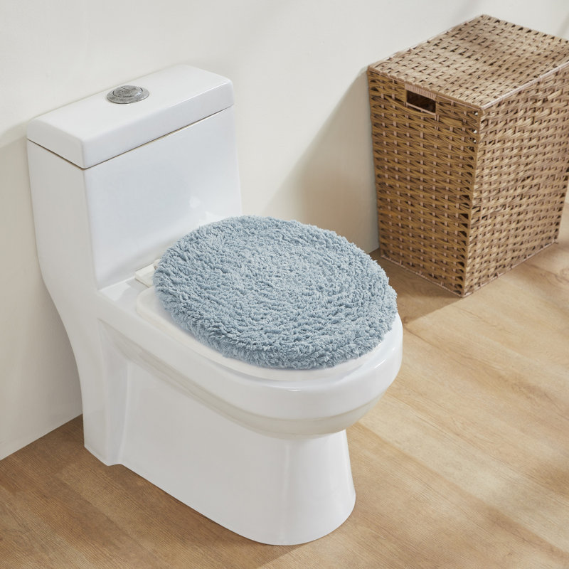 Merkle 100% Cotton Tufted Elongated Toilet Lid Cover, Ultra Soft, Absorbent & Machine Washable Bathroom Cover, 18" x 20", Sage