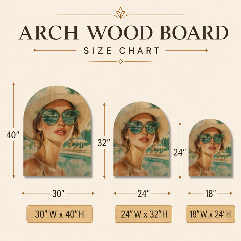 Chapeau de soleil pour piscine - Illustration de mode Décoration murale en bois arqué, H 40 po x l 30 po, Arche