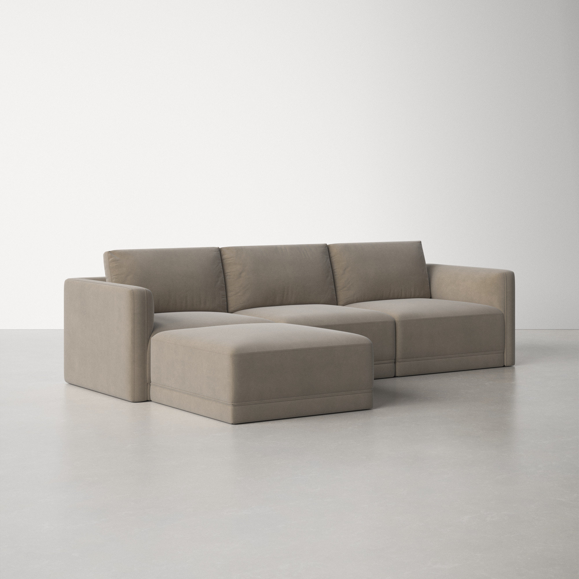 Deirdre Modular Upholstered Reversible Chaise L-Sectional, Taupe