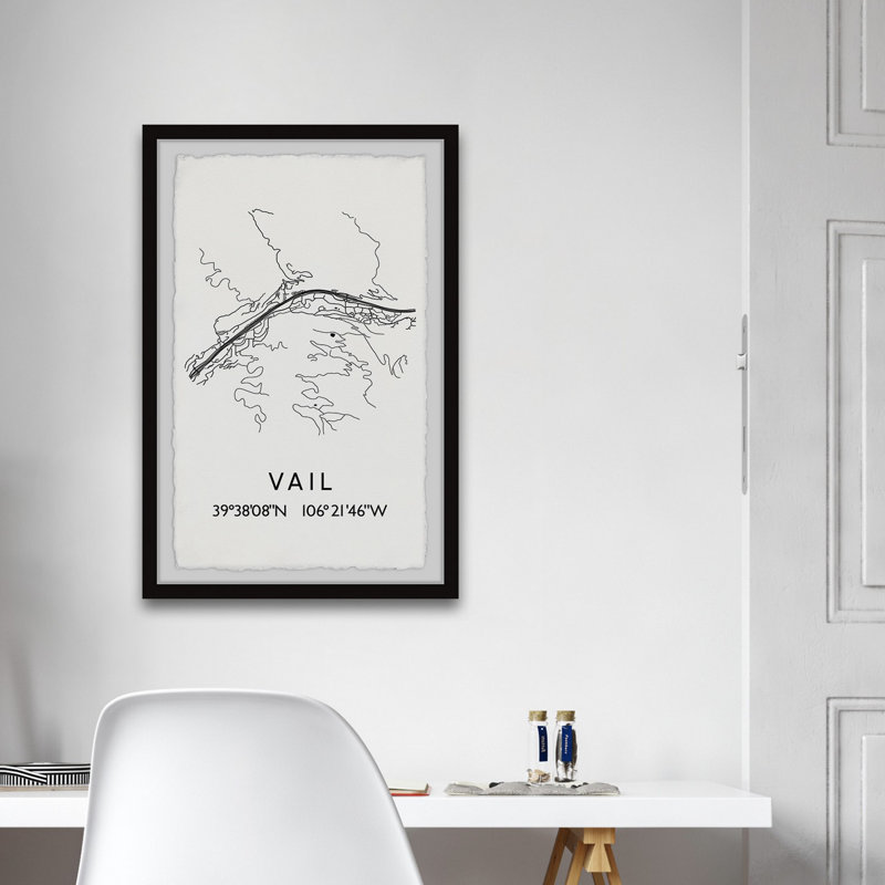 Vail, Colorado - Image encadrée d'art textuel sur papier, H 18 po x l 12 po x P 1,5 po