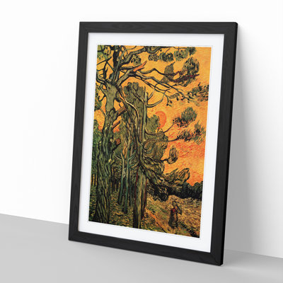 Pine Trees Against a Red Sky by Vincent Van Gogh - Picture Frame Painting