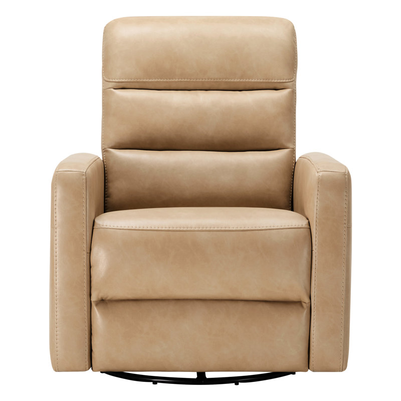Fauteuil inclinable électrique pivotant en cuir Mila, Cuir végétalien blé Copley