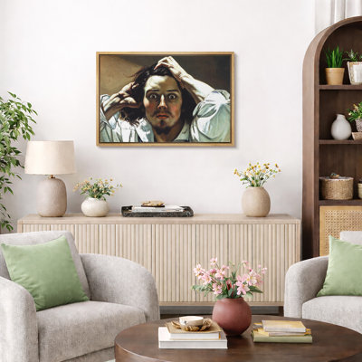 Expressive Man Portrait Artwork, Modern Office Pictures, Framed Canvas Giclee Print Wall Art.