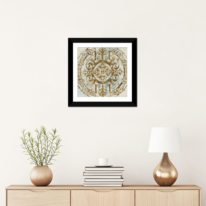 «Boho Medallion II» par Tava Studios - Estampe numérique sur toile tendue avec châssis, H 16 po x l 16 po x P 1 po, Blanc