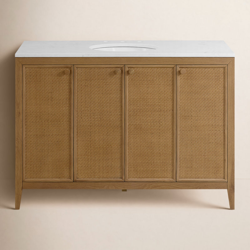 Benita 48" Rattan and Oak Bathroom Vanity