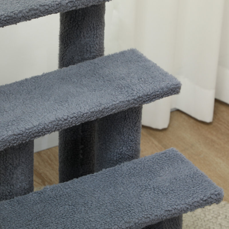 Basilton Multi-Level 4 Tier Pet Stairs Dog Cat Climber Sleeper Cat Scratch Post, Grey