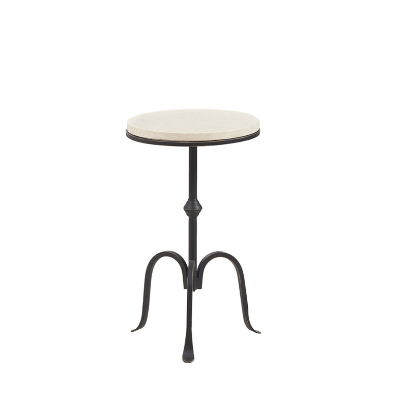 Table d'appoint luxueuse en marbre avec cadre en métal noir pour le salon