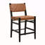 Ensemble de 2 tabourets de comptoir 24,25 po Classic, ensemble de 2 tabourets de comptoir en polyuréthane brun avec structure en bois d'hévéa, dossier et siège en cuir tissé croisé, convient à la cuisine / chambre à coucher / salle à manger