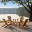 Ensemble de 5 chaises Adirondack en teck et table (4 chaises + 1 table d'appoint)