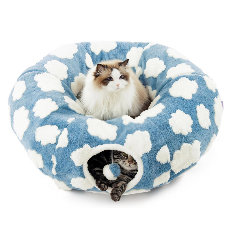 Lit pour animal de compagnie Lesure Cozy, Bleu clair, Standard (L 33,5 po x l 33,5 po)