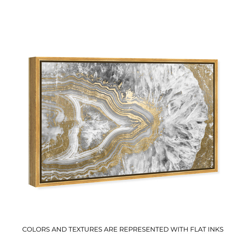 Agate Geode Crystal - Impression sur toile, Cadre doré, H 36 po x l 54 po