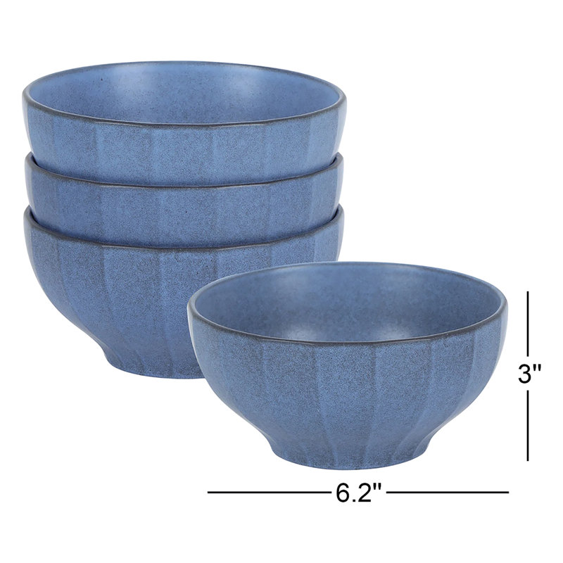 Stone Lain Rio 4-Piece Bowl Set Stoneware, Blue