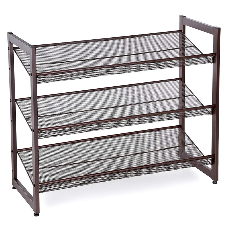 12 Pair Stackable Shoe Rack, Bronze