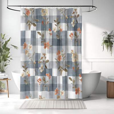 Rideau de douche avec tapis de bain
