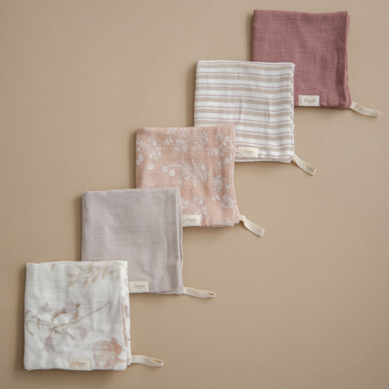 Violet 5-Piece Cotton Baby Washcloth Set
