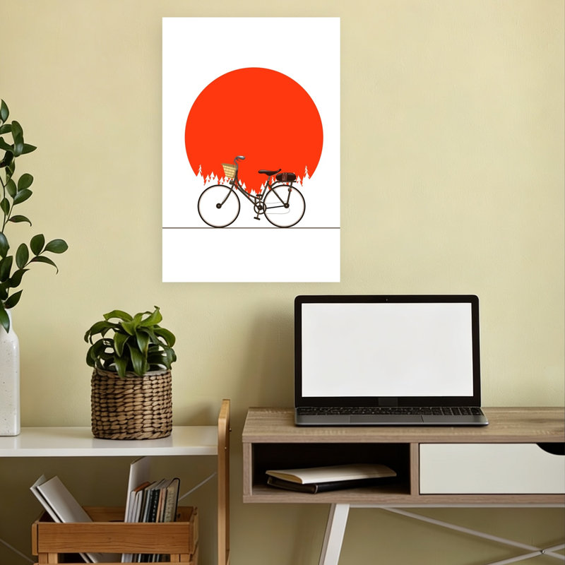 «Red Sun», impression d'art mural classique, forêt pacifique minimaliste, nature, 18" H x 12" W