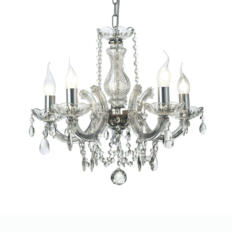 Jansen 5 - Light Candle Style Chandelier, Polished Chrome