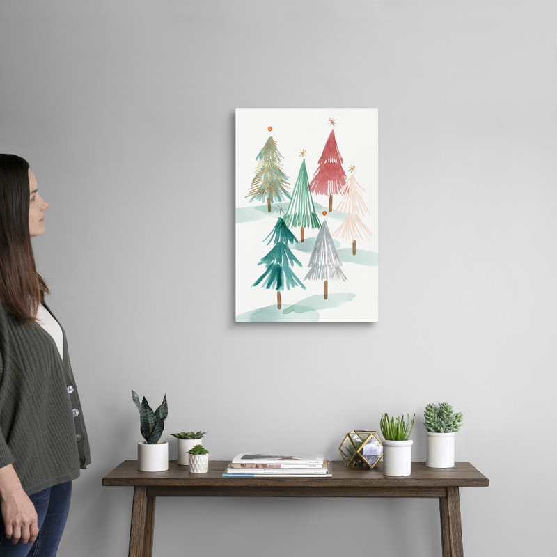 Arbres de Noël II - reproduction d'art sur toile, H 24 po x l 16 po x P 1,25 po, Toile tendue