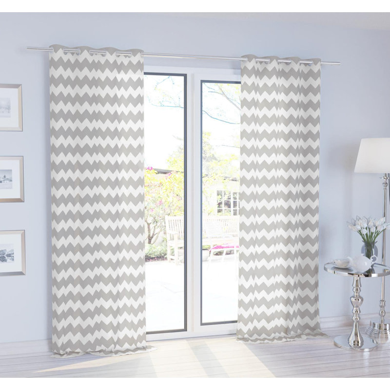 Eyelet Semi Sheer Curtain, Grey