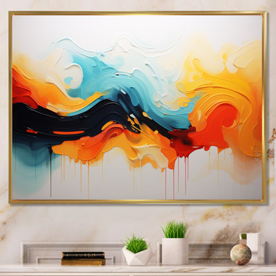 «Yellow Fractal Paint Wave Expression 5», art mural abstrait