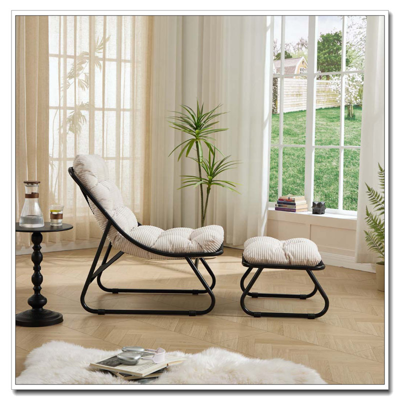 Chaise longue d'extÃ©rieur avec repose-pieds, White