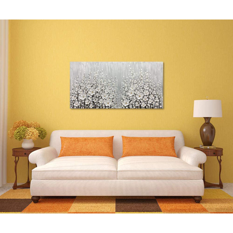 "White Flowers", art mural sur toile