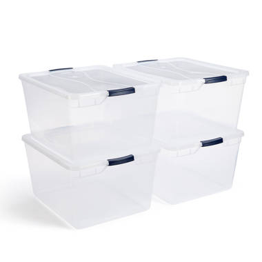 Cleverstore 30 qt. Plastic Storage Tote Container with Lid (6-Pack)