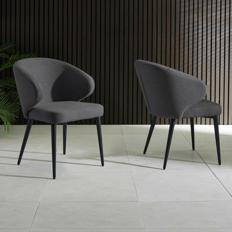Marcus 46cm H Fabric Upholstered Side Chair in Grey, Dark Grey