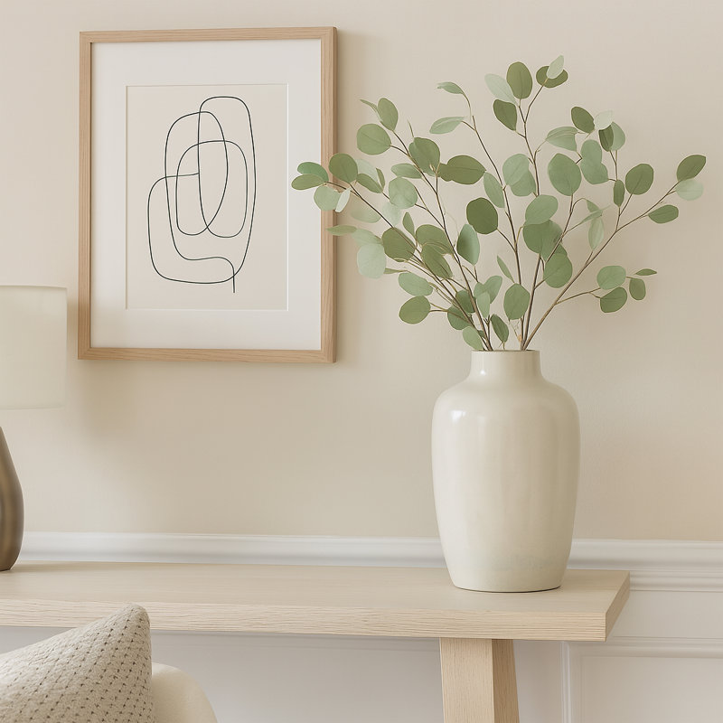 Vase de table en céramique Shay, Blanc lune